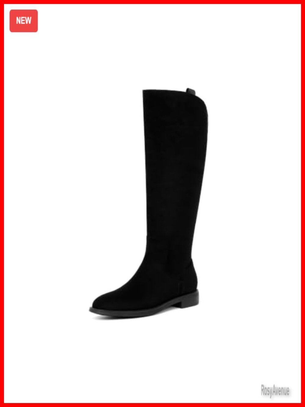 Knee High Boots Rounded Toe Flat Retro Riding Faux Suede Women's
